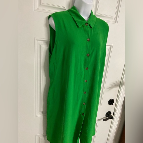 D4- FRED DAVID Kelly Green Shirt Dress - Picture 2 of 6
